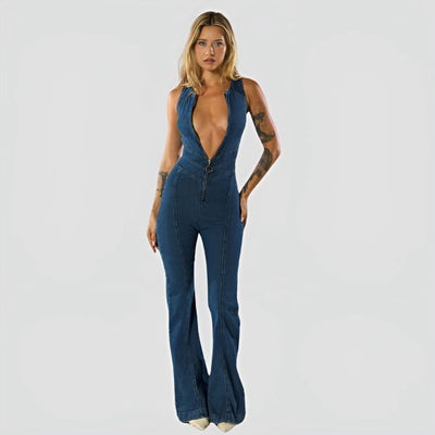 Scarlett™ | Curve-Hugging Denim Jumpsuit