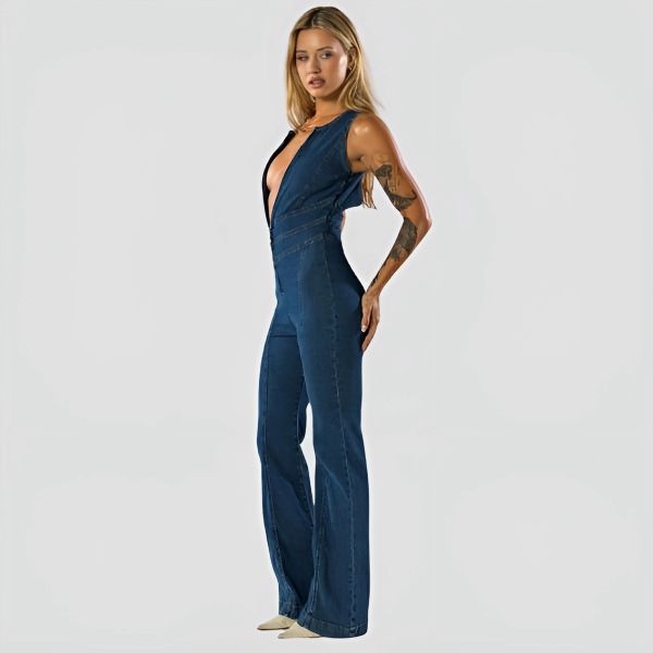 Scarlett™ | Curve-Hugging Denim Jumpsuit